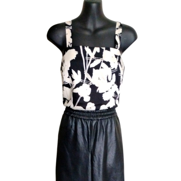 Banana Republic | NWT White Floral Silky Tank Black & White Boxy Camisole Top - Picture 10 of 12